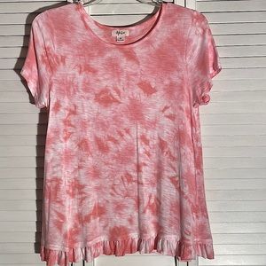 Style & Co tie dye ruffled hem tee shirt